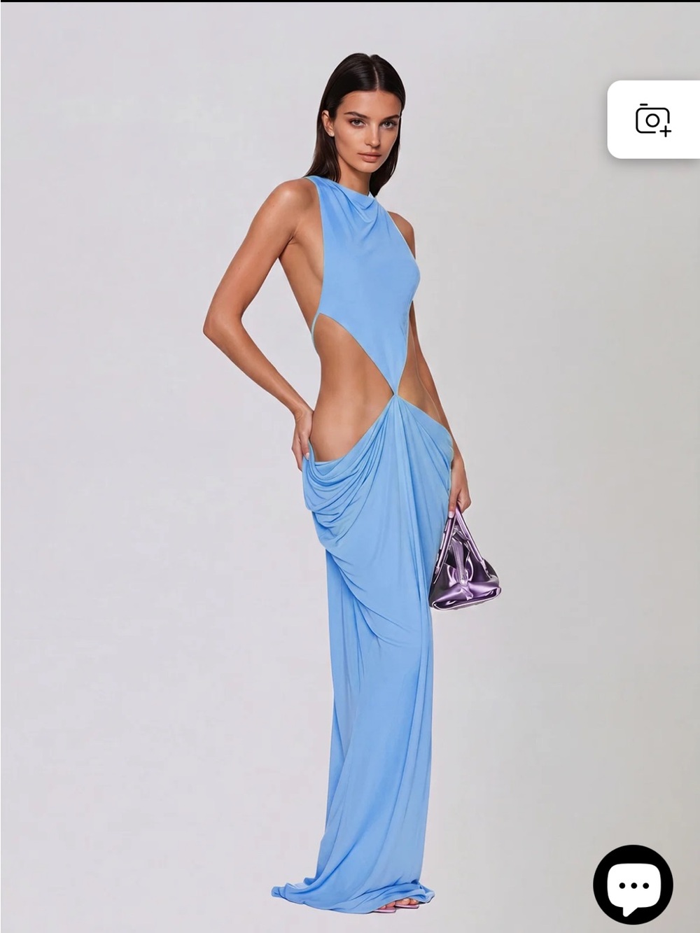 Norvalen Backless Cutout Draped Maxi Dress In Sky